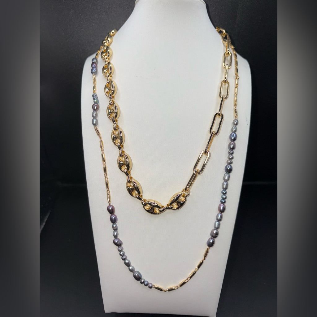 Mignonne Gavigan Elegant Gold And Silver Pearl Necklace Beautiful Never Loved 225$